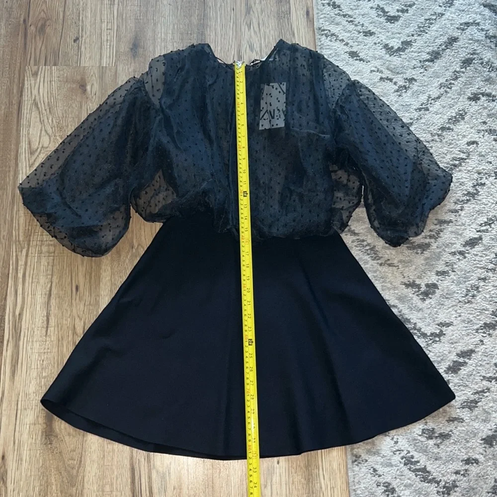 NEW! Zara Dotted Mesh Sleeve Dress - Picture 4 of 9